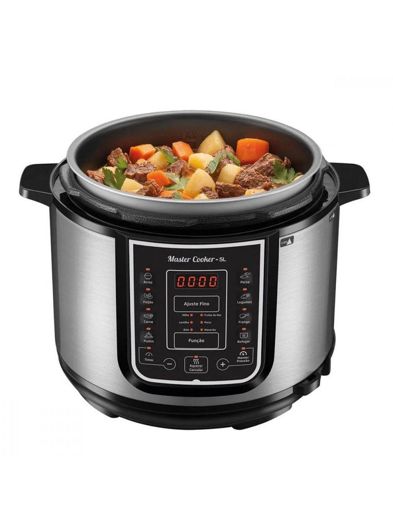 Panela De Pressão Mondial Elétrica Digital 5L 900w Pe-38 Preto/inox - 220V