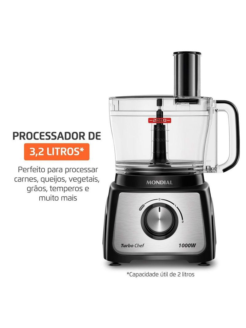 Multiprocessador Turbo Chef 3 Em 1 Mondial Preto 1000W MPN-02-BE 220V