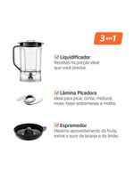 Multiprocessador Turbo Chef 3 Em 1 Mondial Preto 1000W MPN-02-BE 220V