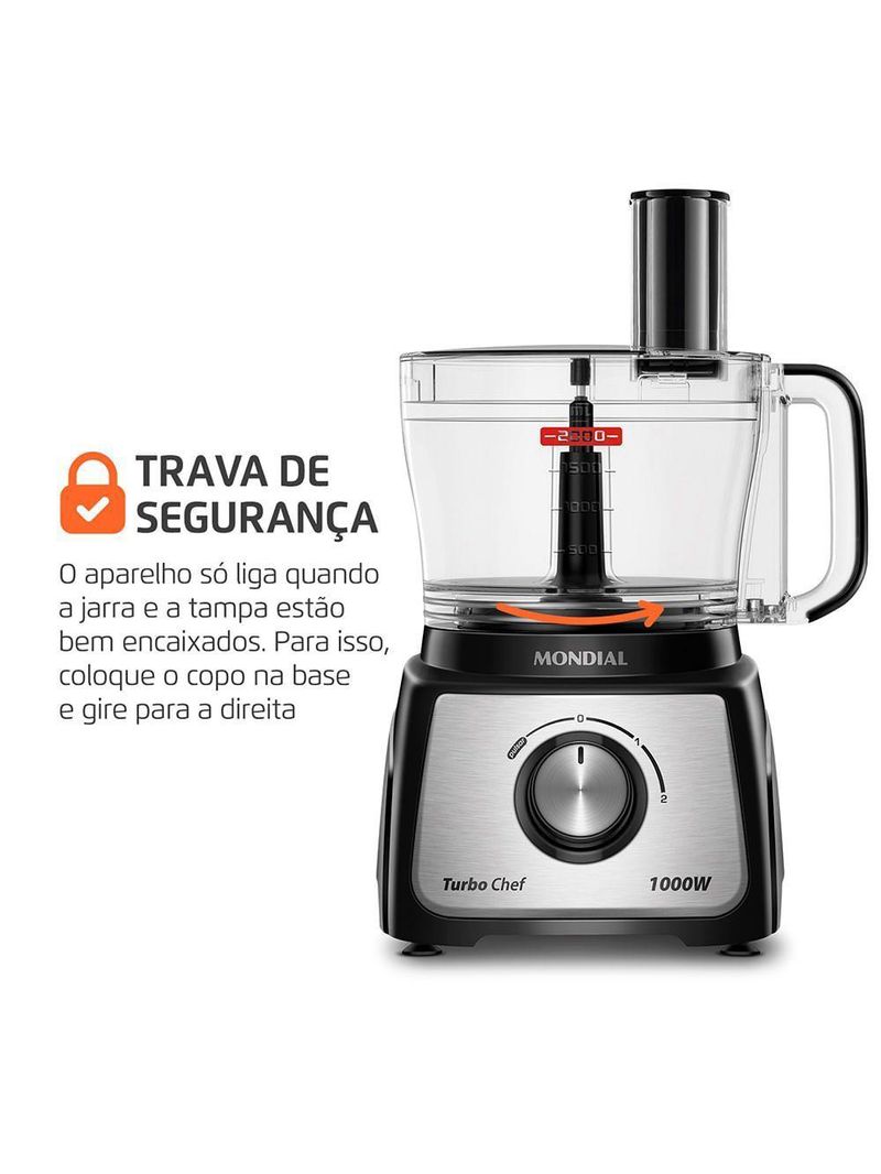 Multiprocessador Turbo Chef 3 Em 1 Mondial Preto 1000W MPN-02-BE 220V