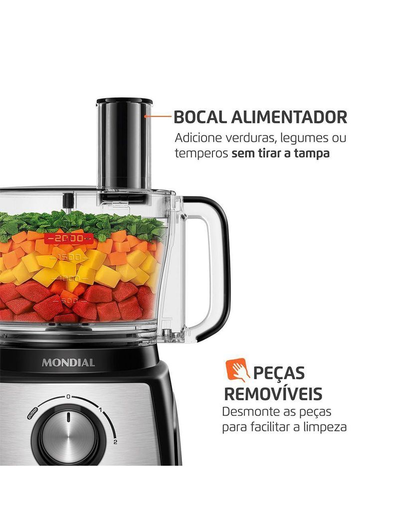 Multiprocessador Turbo Chef 3 Em 1 Mondial Preto 1000W MPN-02-BE 220V