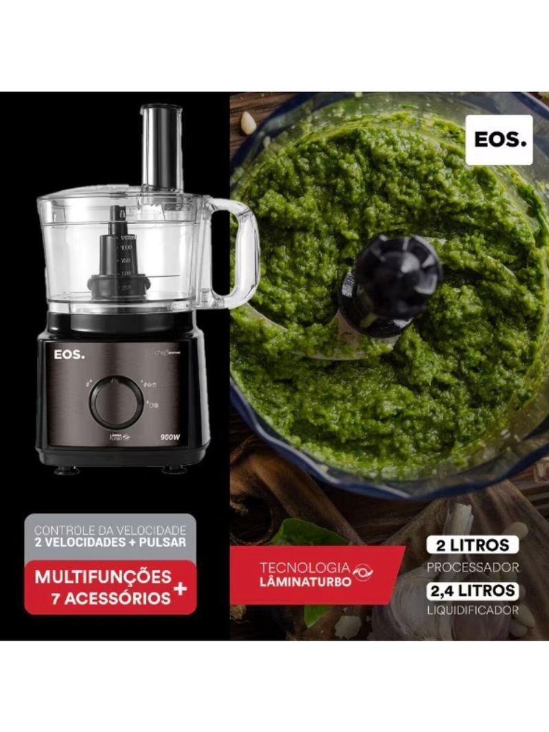 Processador De Alimentos 7 Em 1 Com Duas Velocidades Titanium EPS01T Eos B170841 110V