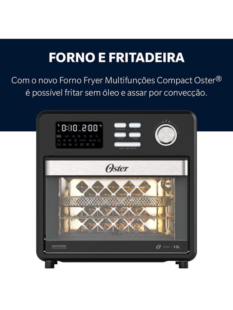 Forno E Fryer 15L Oster Multifunções Compact 10 Em 1 110V