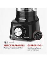 Liquidificador mondial turbo full black l900fb preto 900w com 5 velocidades
