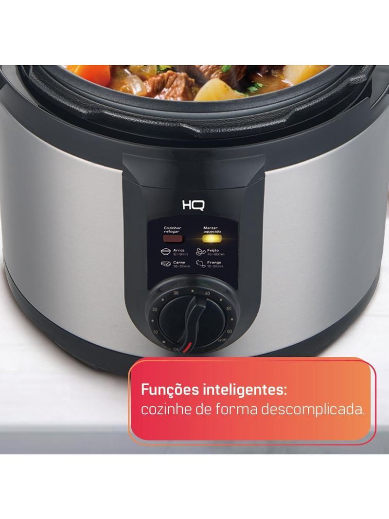 Panela De Pressão Elétrica Multifuncional HQ 6 Litros Inox HQ-Y6MI 110V