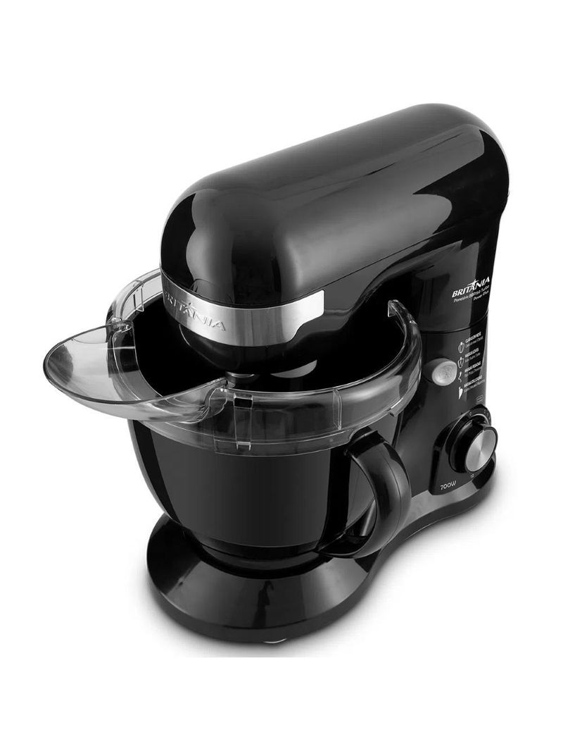 Batedeira planetária bbp760 turbo power plus 700w britânia 4,5l preta com 4 batedores 127v