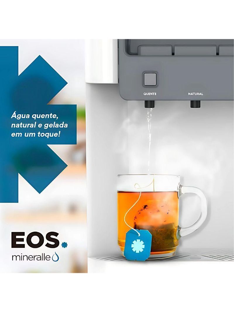 Bebedouro Água Quente Natural E Gelada Eletrônico Branco Galão Mineralle EOS B198238 EBE06QB 220V
