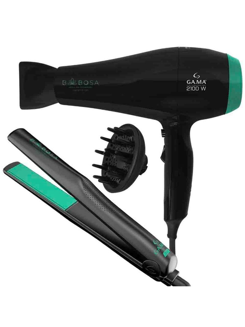 Kit secador e prancha de cabelo babosa 127v