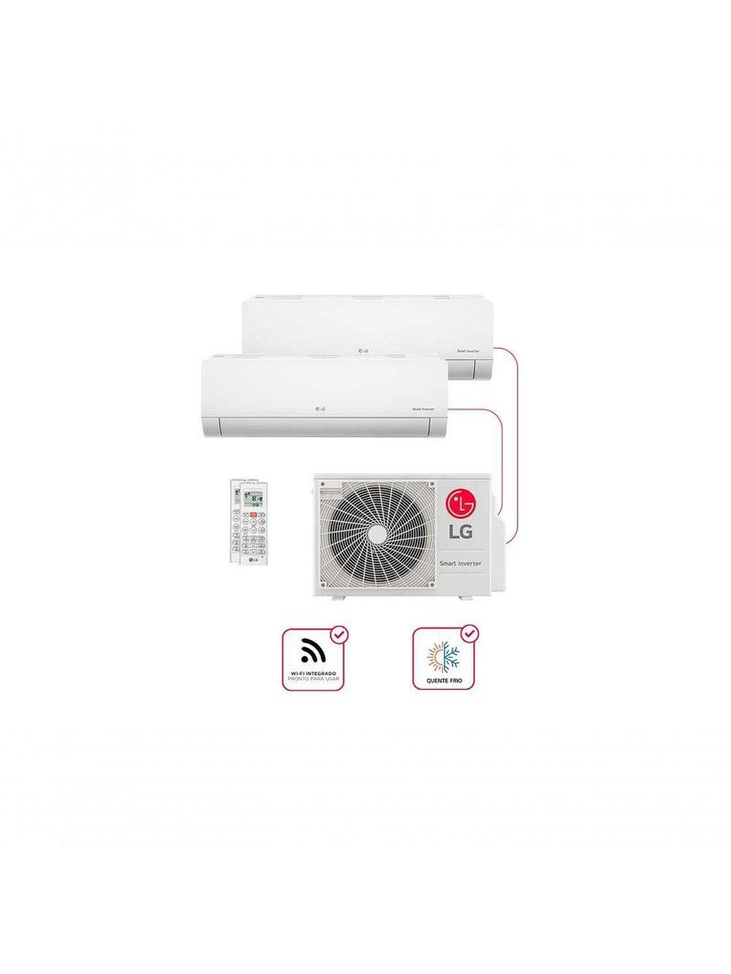 Ar Condicionado Multi Split Inverter 2 Ambientes (Hiwall 2X 9000BTUS) Quente/Frio WiFi Integrado 220V