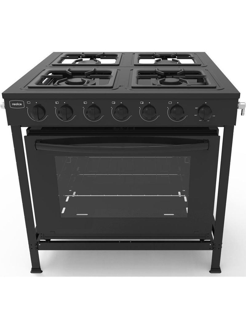 Fogão Industrial 4 Bocas Baixa Pressão Com Forno Realce Bivolt Cr221 Preto Preto 127/220