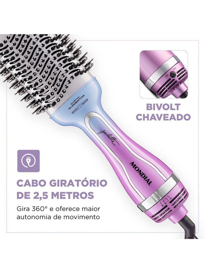 Escova Secadora Mondial By Juliette 3 Em 1 1300w Es-ju-03 Azul/rosa Bivolt