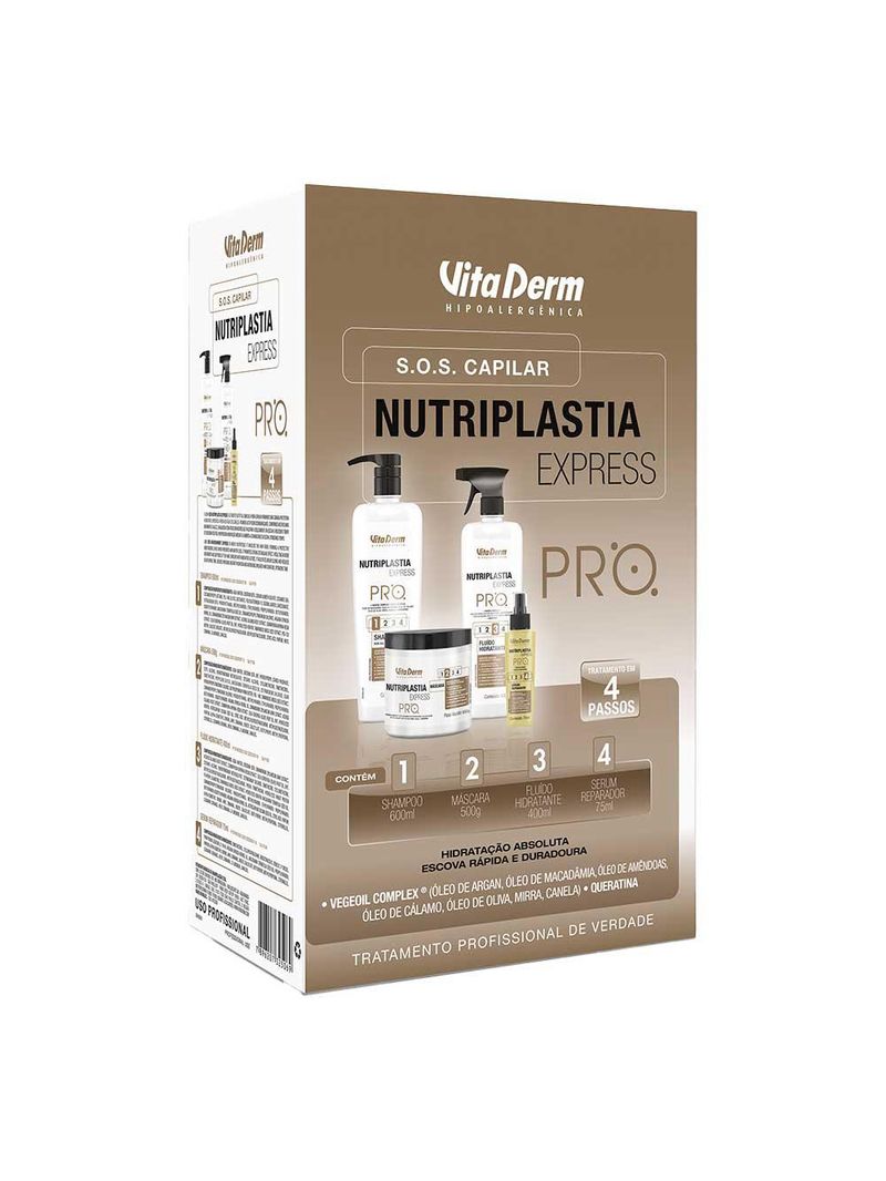 Vita derm nutriplastia express kit shampoo + máscara + fluido + sérum