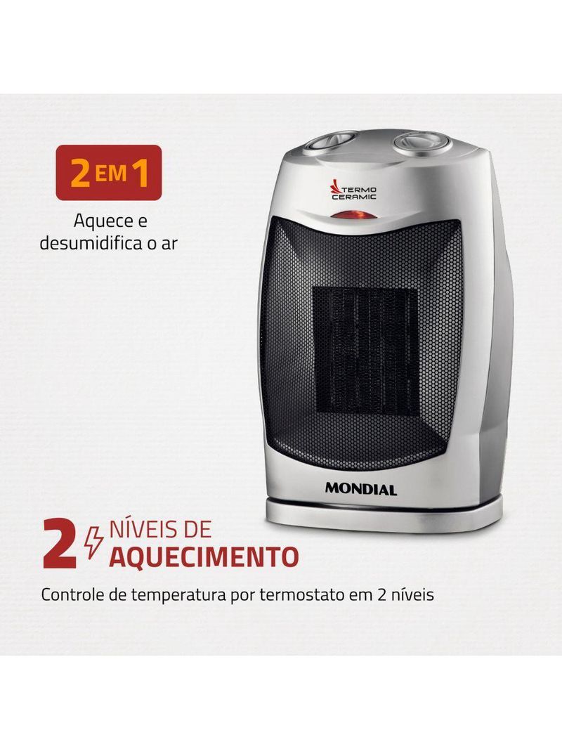 Aquecedor Mondial A-05 Preto Com Prata 110V