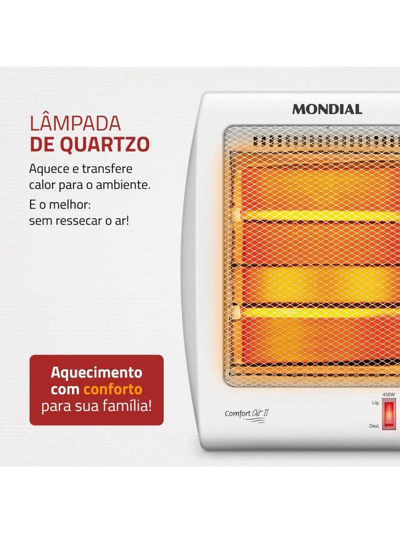 Aquecedor Elétrico Mondial A-16 Quartzo Branco Com Cinza 220V