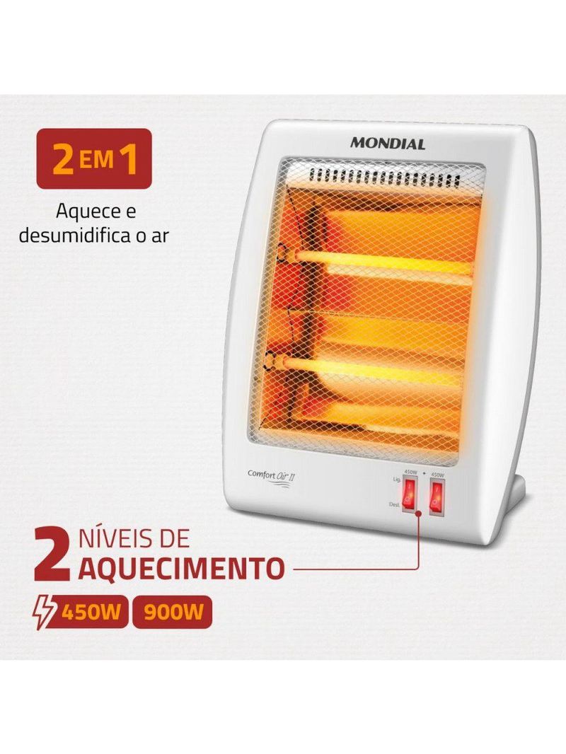 Aquecedor Elétrico Mondial A-16 Quartzo Branco Com Cinza 220V
