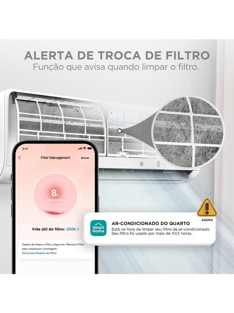 Ar Condicionado Split Midea Hi Wall Inverter AI Ecomaster 18000 BTU/h Quente E Frio 38EZVQA18M5/42EZVQA18M5 220V