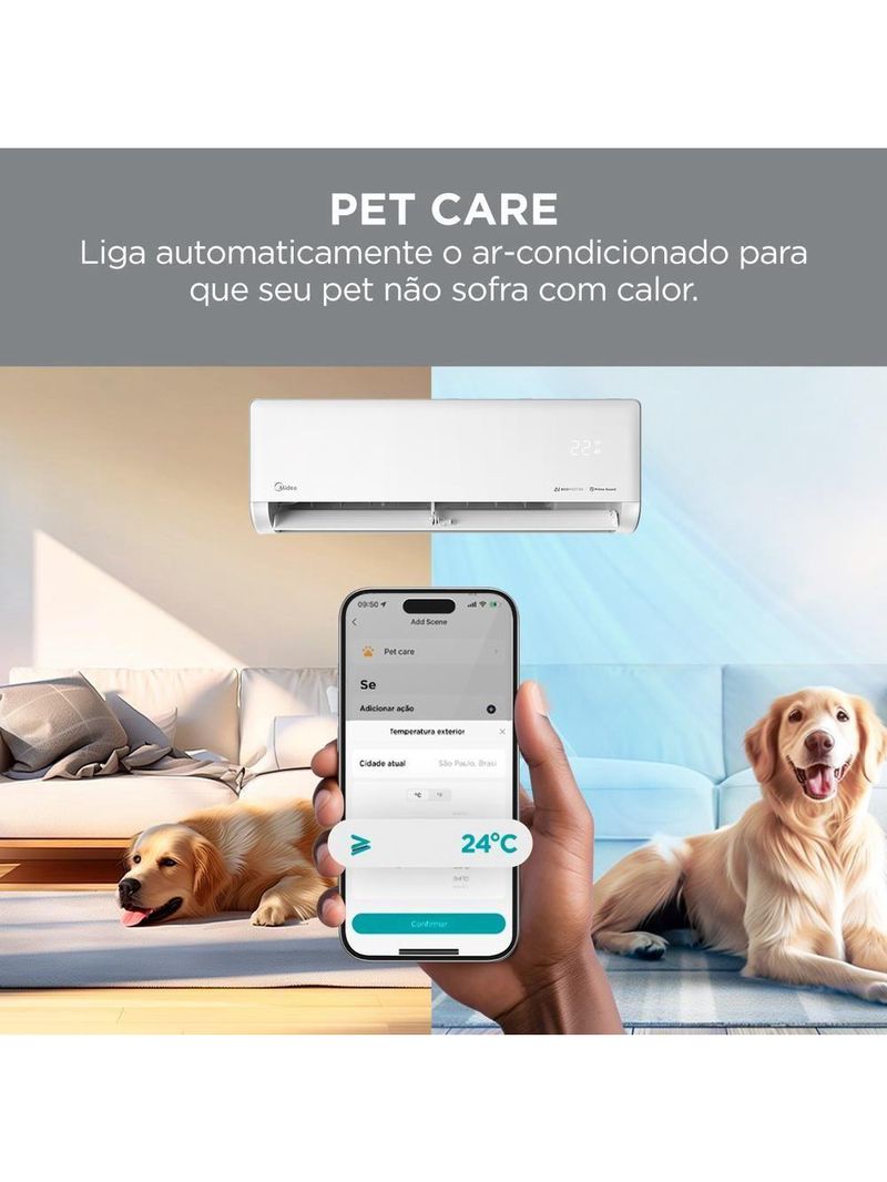 Ar Condicionado Split Midea Hi Wall Inverter AI Ecomaster 18000 BTU/h Quente E Frio 38EZVQA18M5/42EZVQA18M5 220V