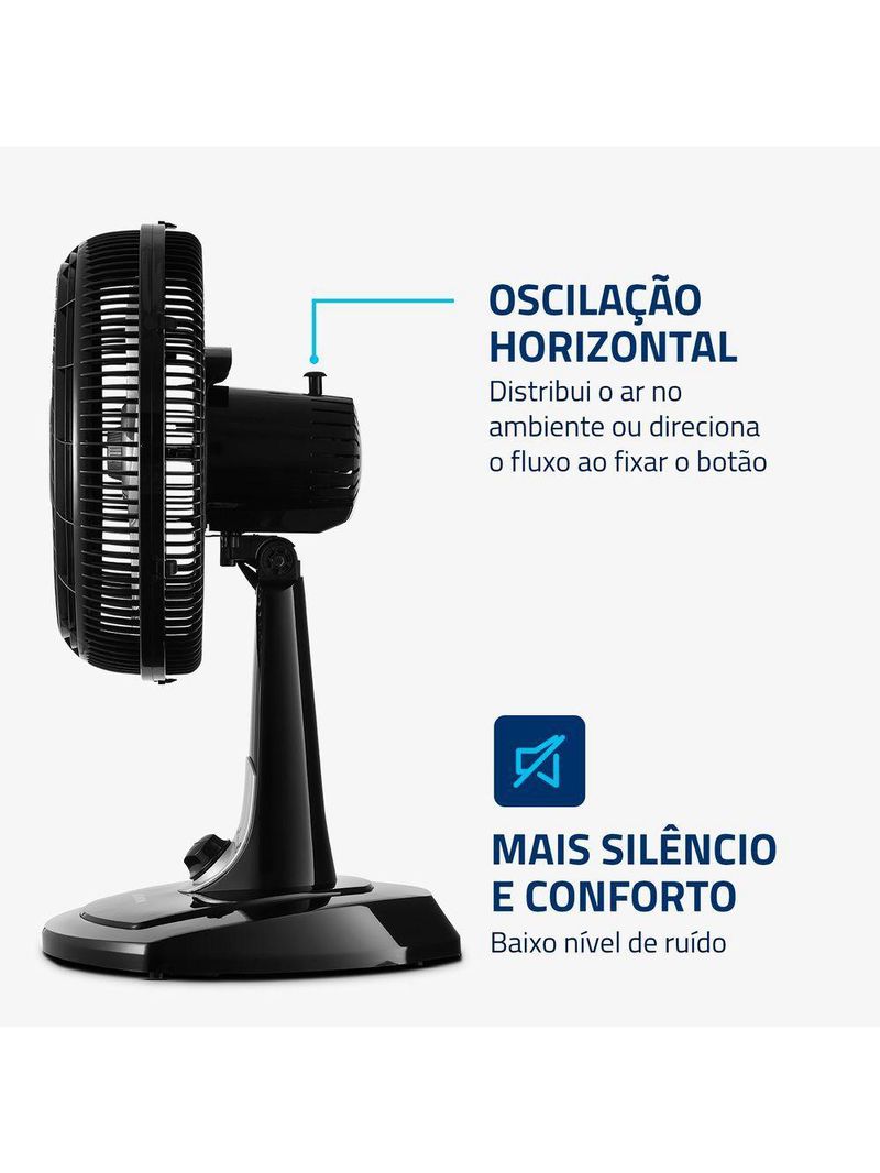 Ventilador De Mesa Mondial 30cm 6 Pás Turbo VT-30-NB Preto Prata 110V