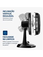 Ventilador De Mesa Mondial 30cm 6 Pás Turbo VT-30-NB Preto Prata 110V