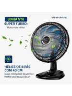 Ventilador De Mesa Mondial 40cm Super Turbo 8 Pás VTX-40-CRYSTAL Preto/Azul 220V