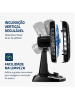 Ventilador De Mesa Mondial 40cm Super Turbo 8 Pás VTX-40-CRYSTAL Preto/Azul 220V