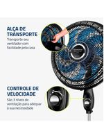 Ventilador De Coluna Mondial 40cm Super Turbo 8 Pás VTX-40C-Crystal Preto Azul 220V