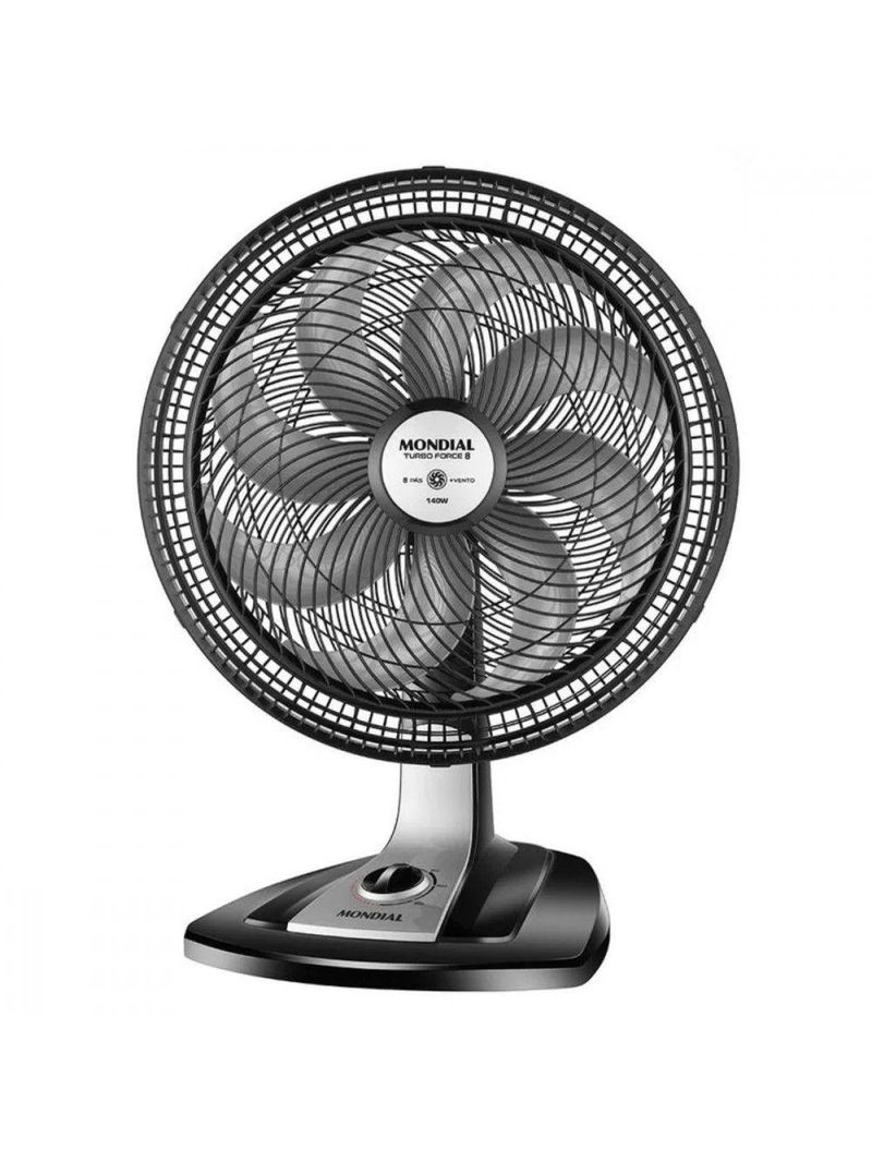 Ventilador De Mesa 40cm Mondial Turbo 8 Pás 3 Velocidades Preto Com Prata 220V