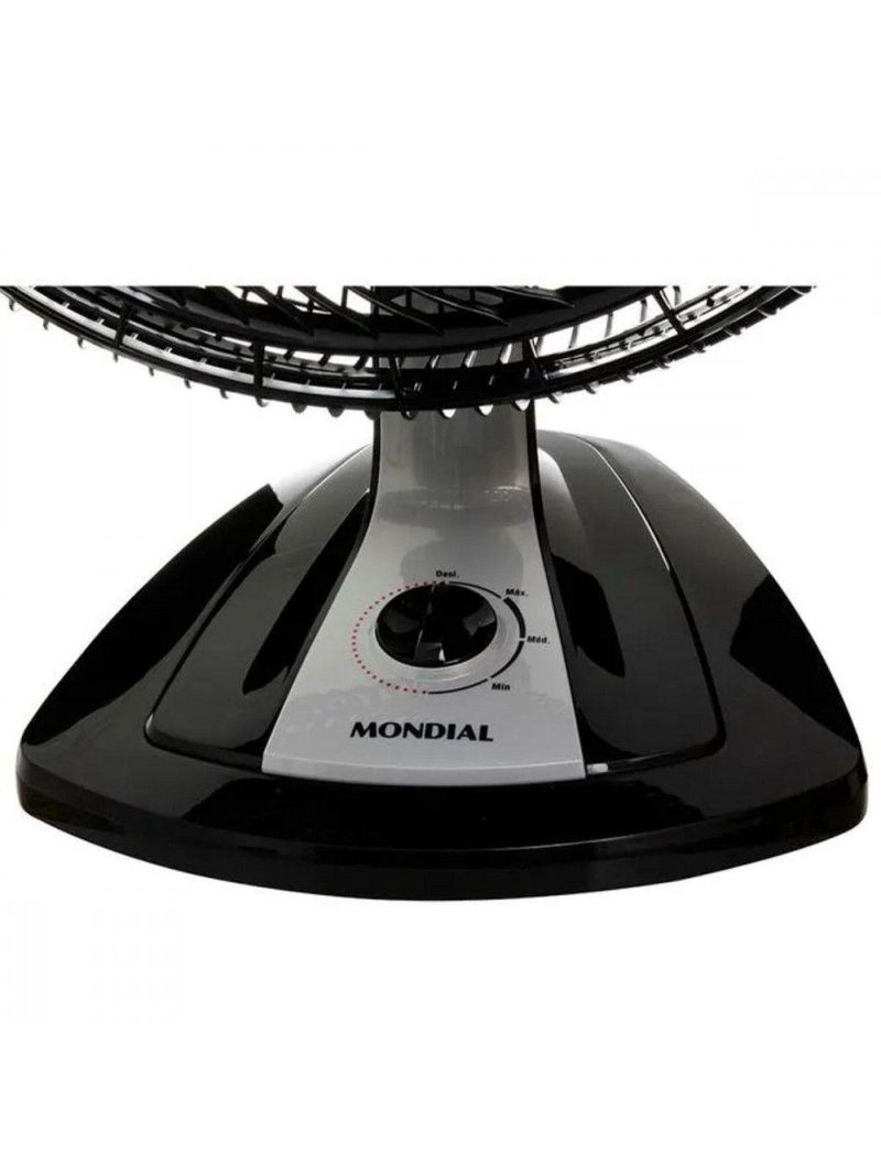 Ventilador De Mesa 40cm Mondial Turbo 8 Pás 3 Velocidades Preto Com Prata 220V