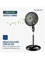 Ventilador De Coluna Mondial 40cm 8 Pás Turbo NVT-40C-8P-B Preto Prata 220V