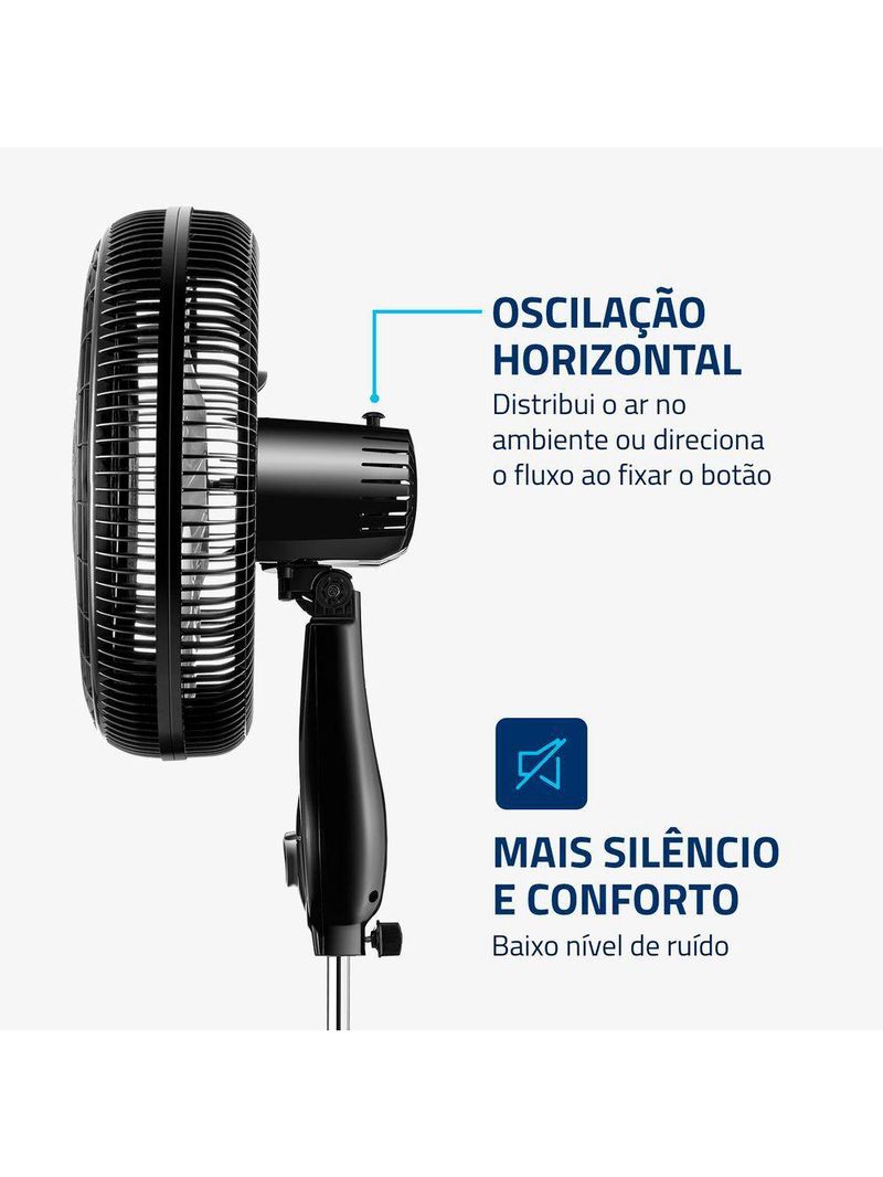 Ventilador De Coluna Mondial 40cm 8 Pás Turbo NVT-40C-8P-B Preto Prata 220V