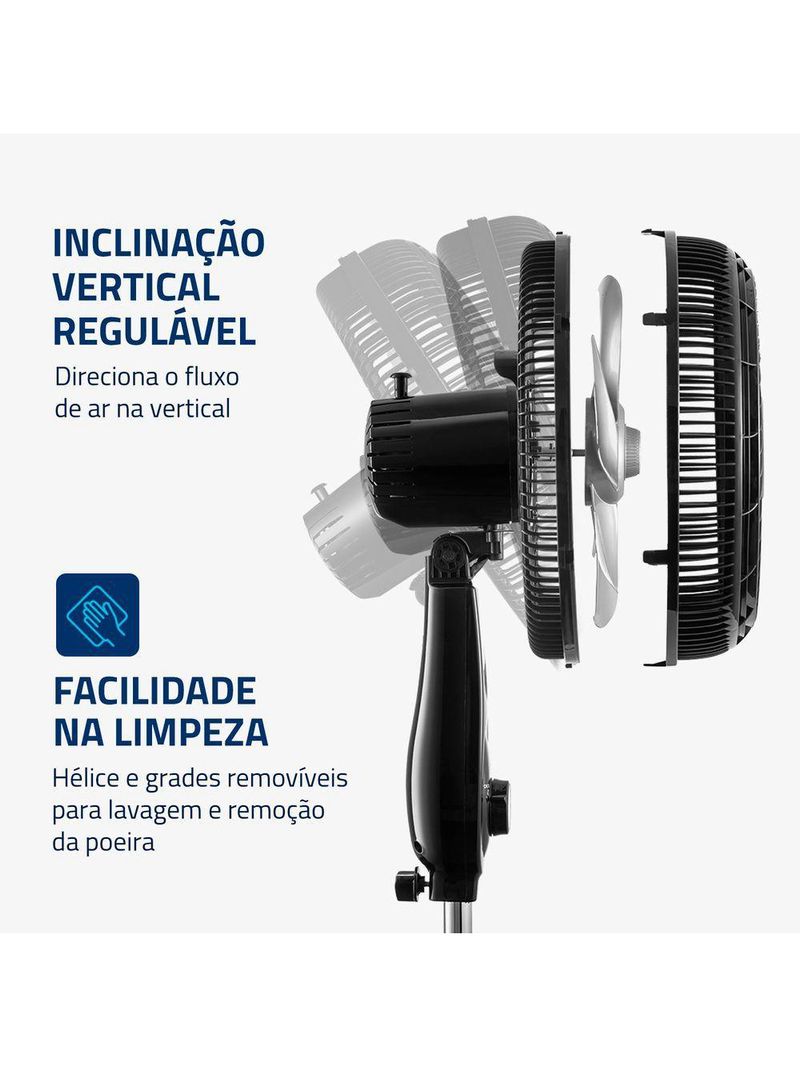 Ventilador De Coluna Mondial 40cm 8 Pás Turbo NVT-40C-8P-B Preto Prata 220V