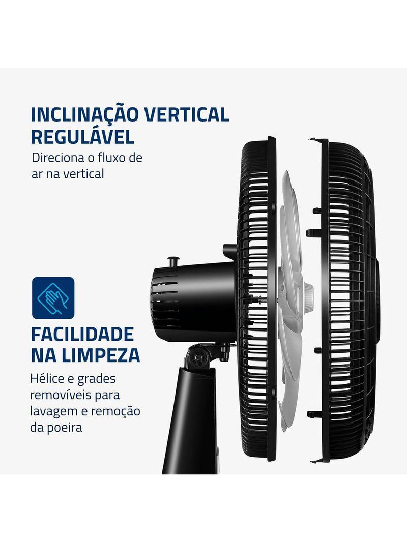 Ventilador De Mesa Mondial 40cm 8 Pás Turbo NVT-40-8P-B Preto Prata 220V