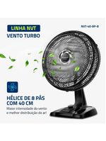 Ventilador De Mesa Mondial 40cm 8 Pás Turbo NVT-40-8P-B Preto Prata 220V