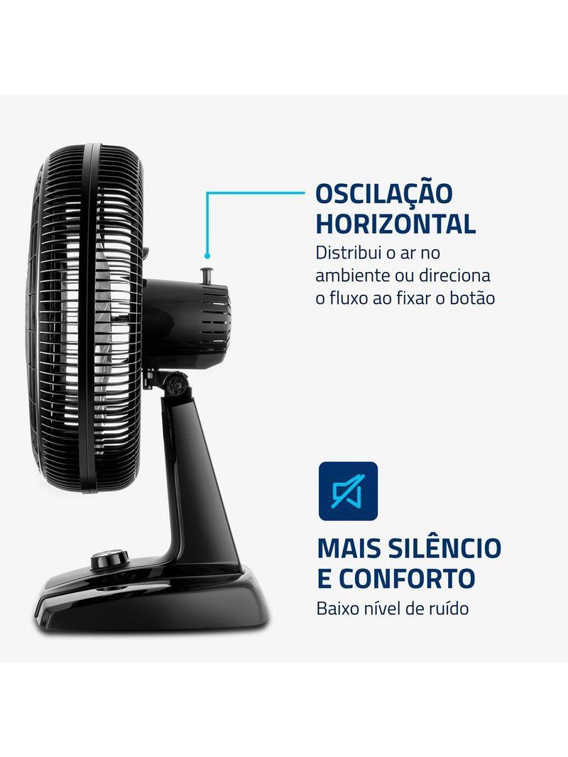 Ventilador De Mesa Mondial 40cm 8 Pás Turbo NVT-40-8P-B Preto Prata 220V
