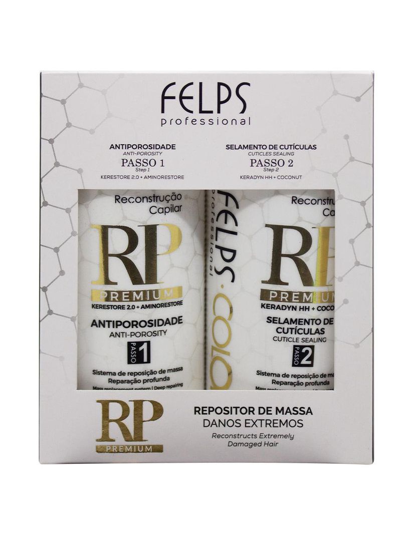 Felps reconstrução premium kit – antiporosidade + selamento de cutículas