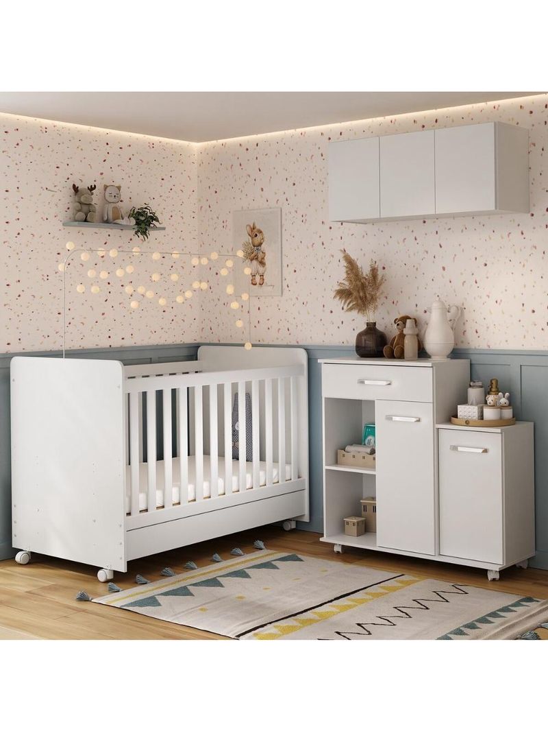Berço Americano 3 Em 1 Com Armário E Balcão Multimóveis Mp4214 Branco Branco