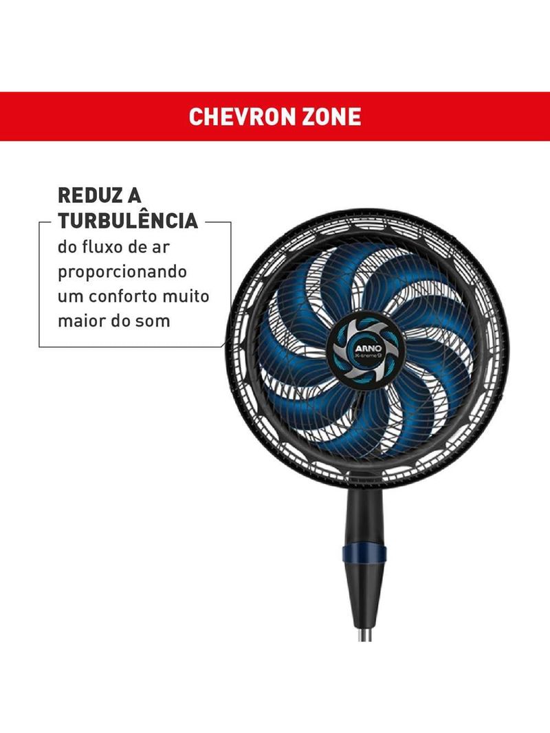 Ventilador de coluna arno force repel ve9r 40cm com 9 pás, 3 velocidades e 160w – preto / azul