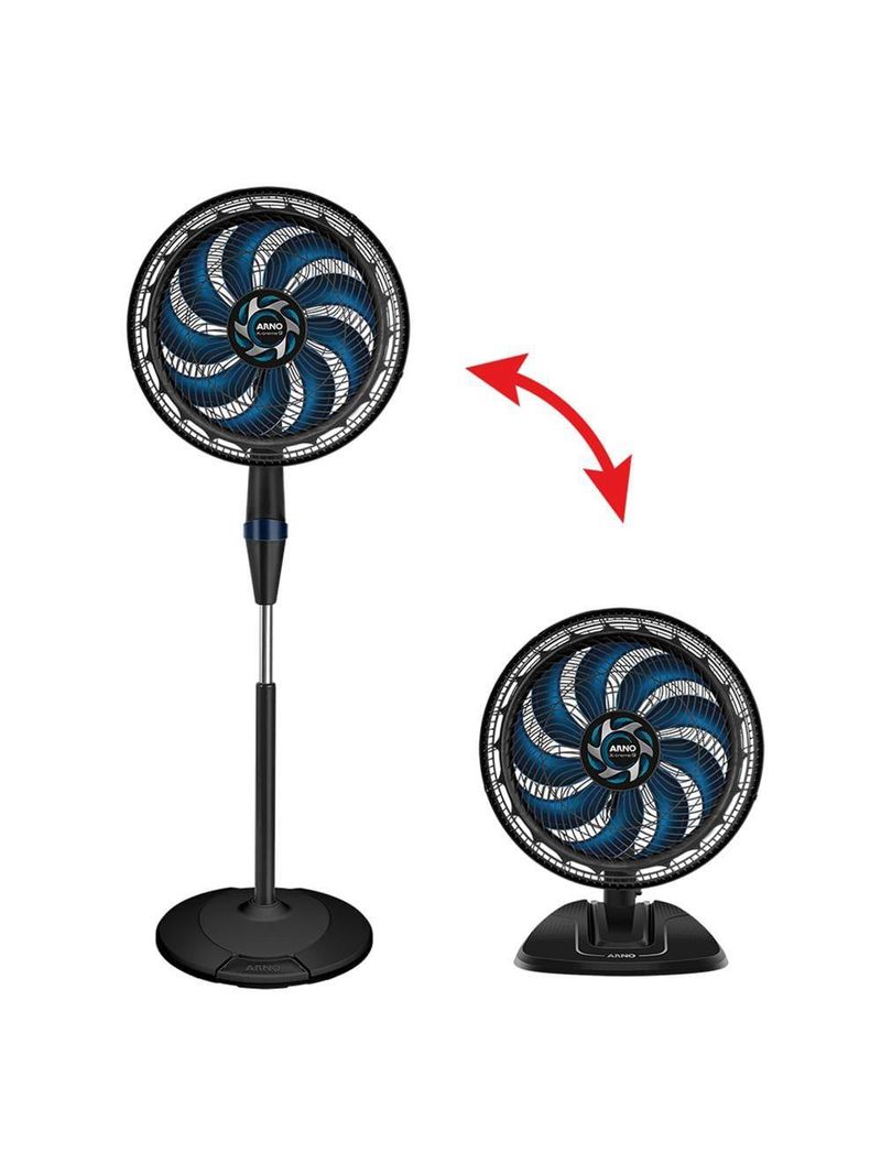 Ventilador de coluna arno force repel ve9r 40cm com 9 pás, 3 velocidades e 160w – preto / azul