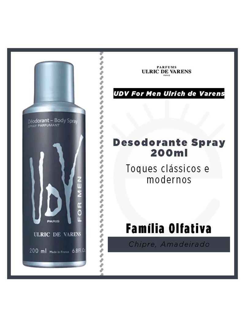 Desodorante spray ulrich de varens masculino - udv for men