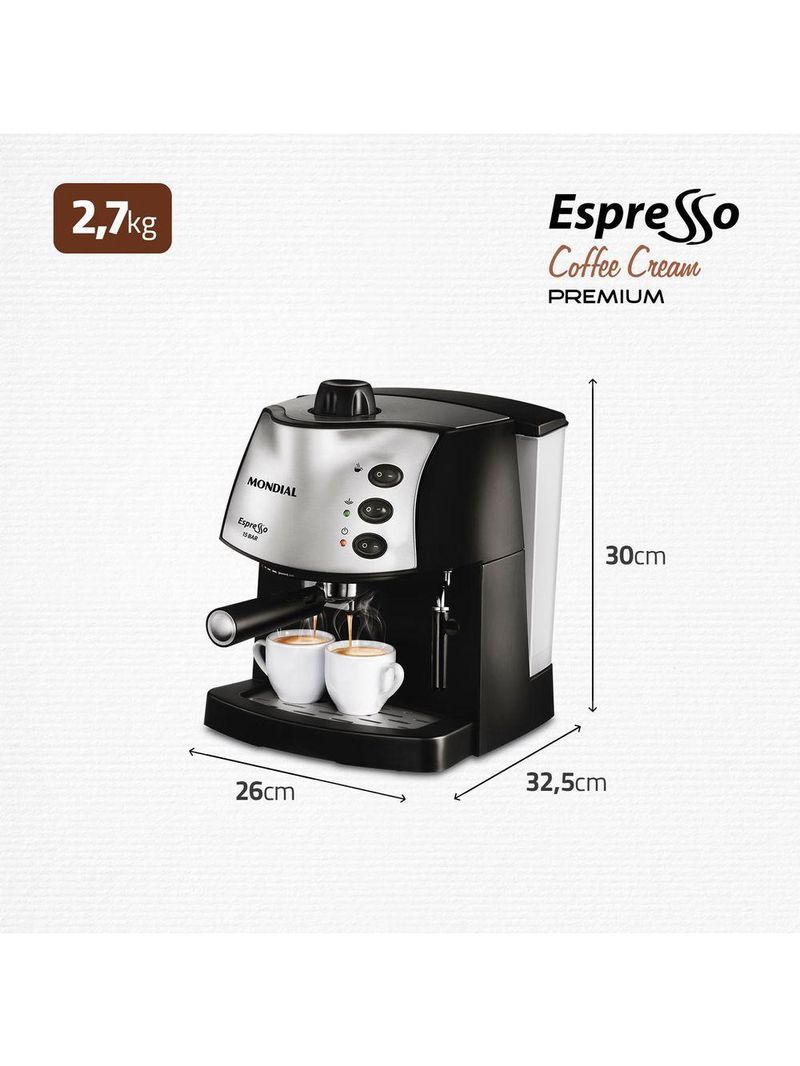 Máquina De Café Expresso Mondial C-08 Cafeteira-220v-preto/inox