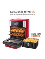 Fritadeira Air Fryer Forno Oven Mondial Vermelho e Inox 2200W 12L AFON-12L-RI 220V