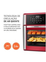 Fritadeira Air Fryer Forno Oven Mondial Vermelho e Inox 2200W 12L AFON-12L-RI 220V