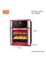 Fritadeira Air Fryer Forno Oven Mondial Vermelho e Inox 2200W 12L AFON-12L-RI 220V