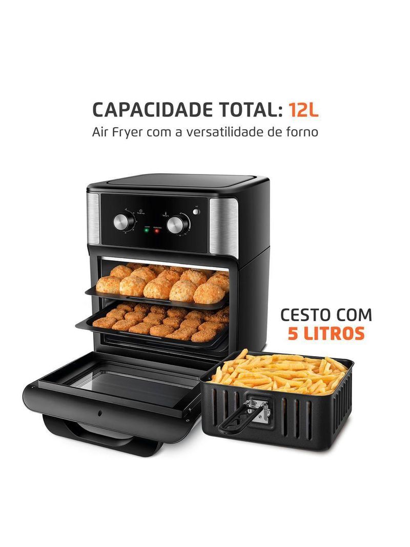 Fritadeira Air Fryer Forno Oven Mondial 2000W Preto 12L AFON-12L-AB 110V