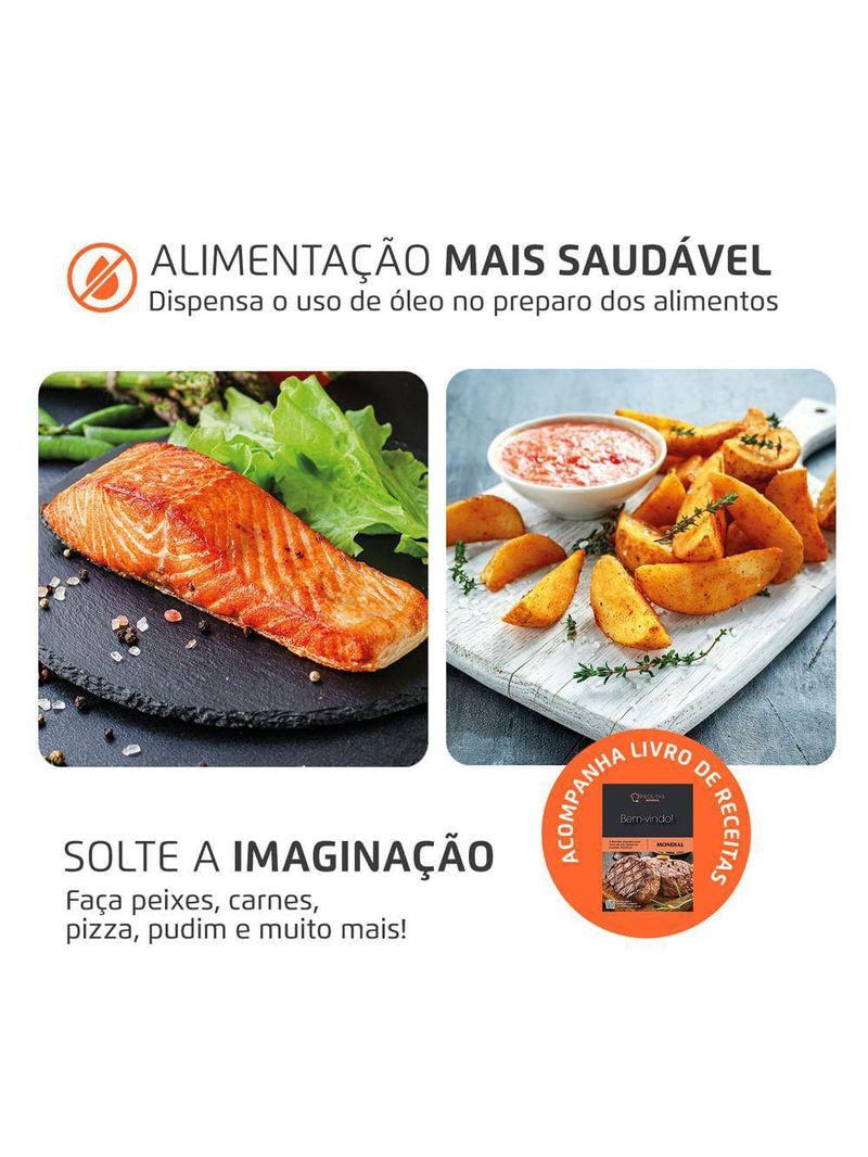 Fritadeira Air Fryer Forno Oven Mondial 2000W Preto 12L AFON-12L-AB 110V