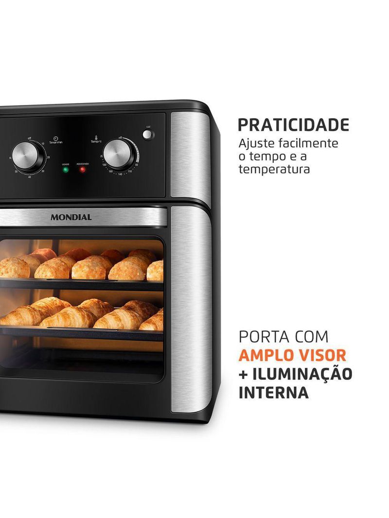 Fritadeira Air Fryer Forno Oven Mondial 2000W Preto 12L AFON-12L-AB 110V