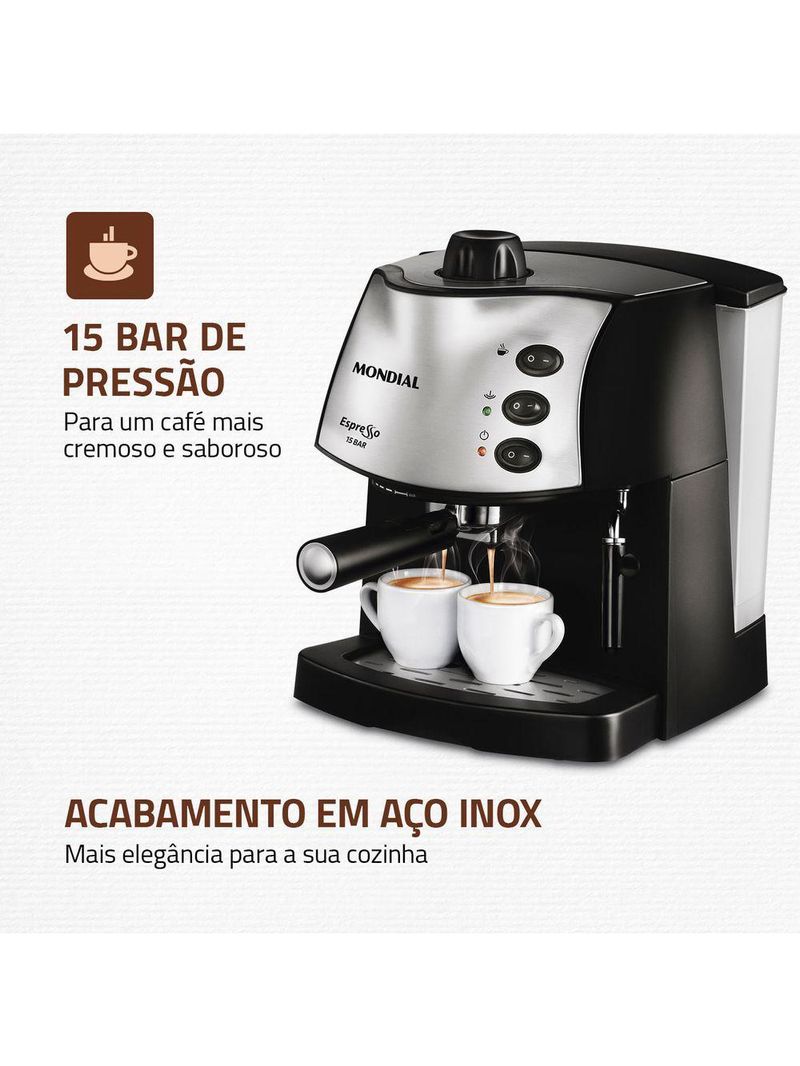 Máquina de Café Expresso Mondial C-08 Preto/Inox 127V