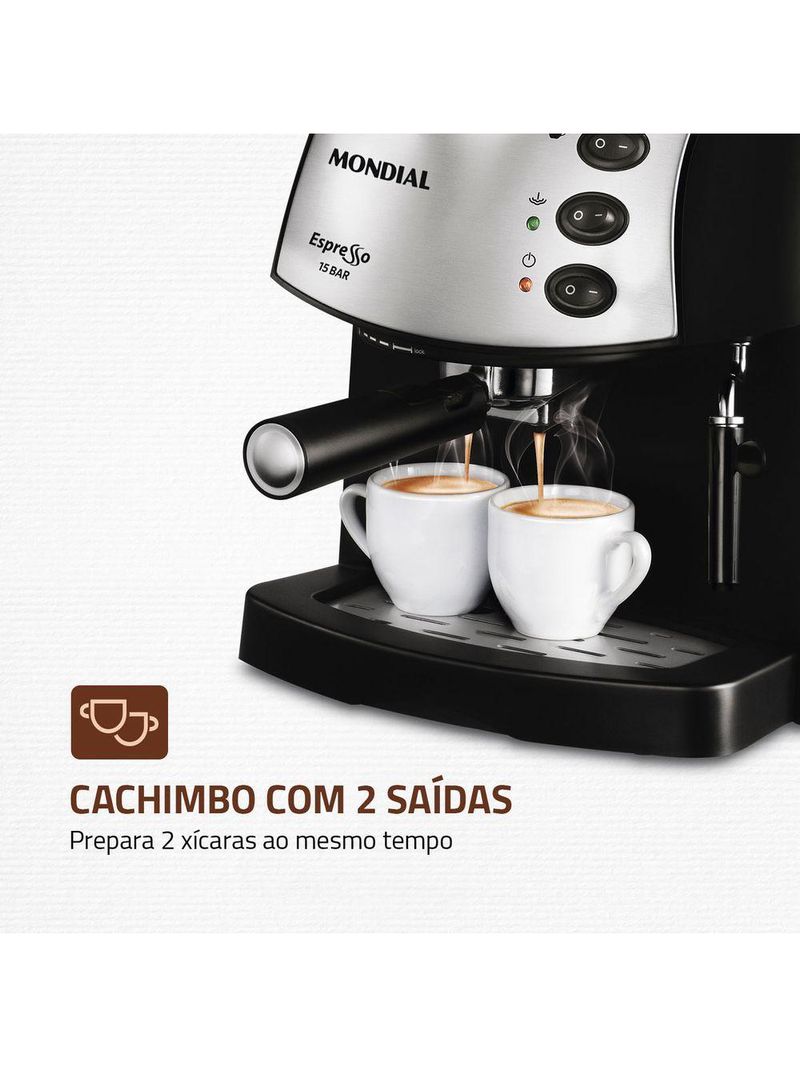 Máquina de Café Expresso Mondial C-08 Preto/Inox 127V