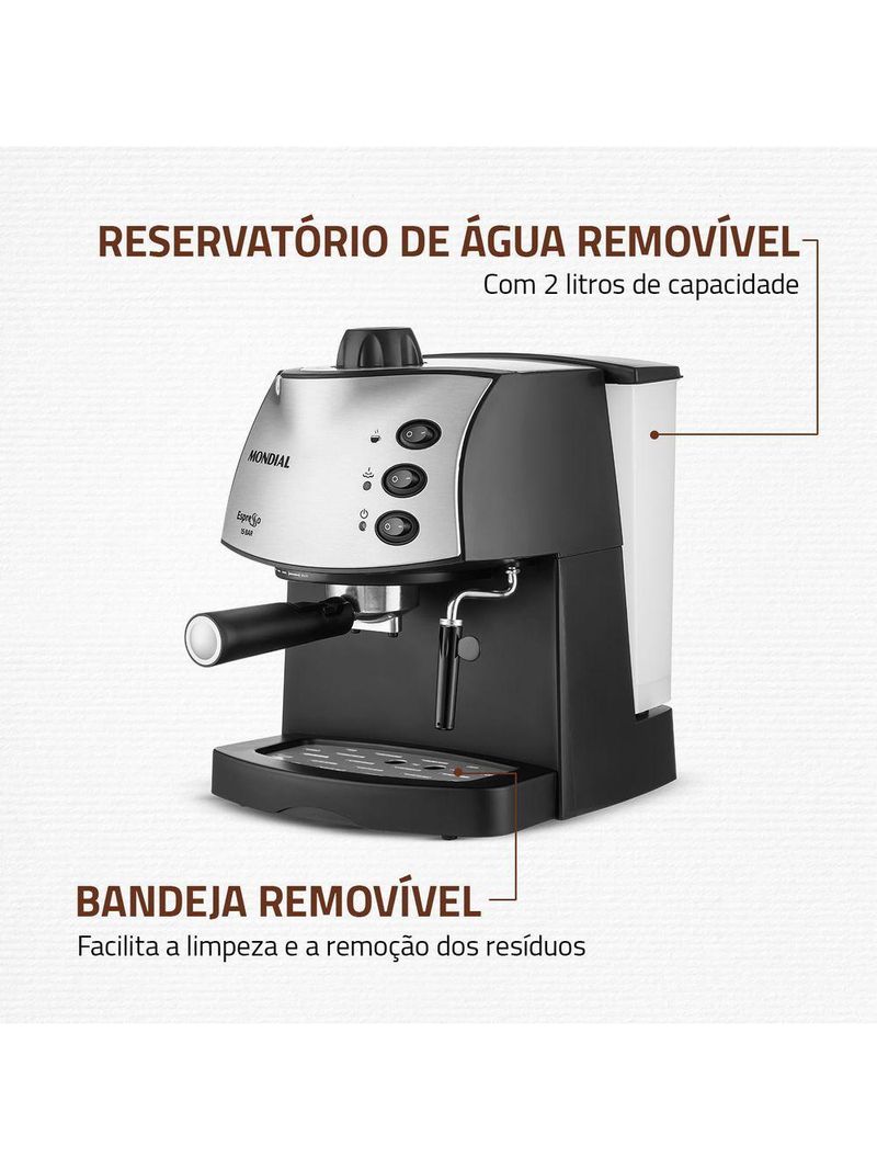 Máquina de Café Expresso Mondial C-08 Preto/Inox 127V