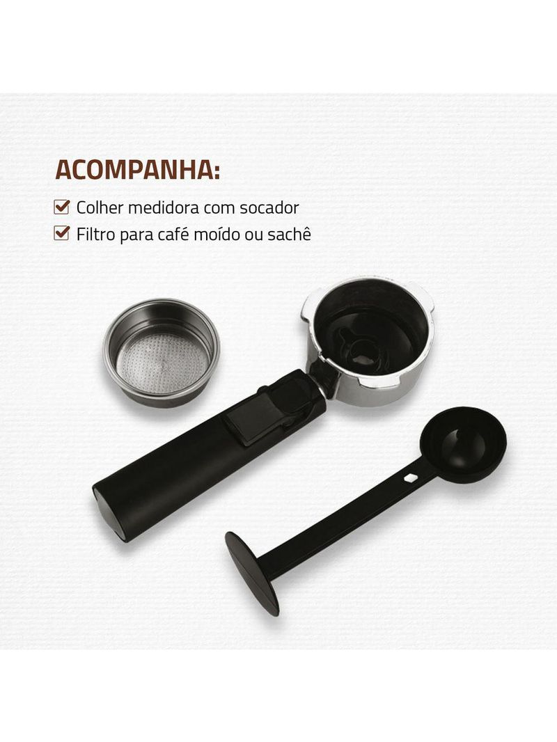 Máquina de Café Expresso Mondial C-08 Preto/Inox 127V